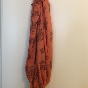 Orange Owl Infinity Scarf