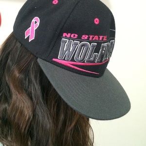 NC State breast cancer flat bill snap back