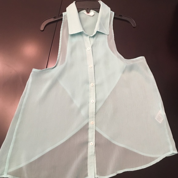 Aeropostale button up teal blouse