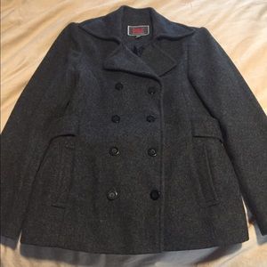 Charcoal grey wool peacoat