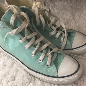 Turquoise high top converse