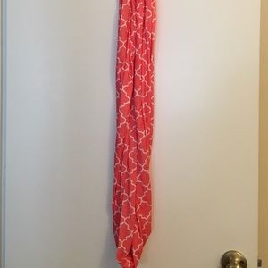 Peach Colored, Printed, Infinity Scarf