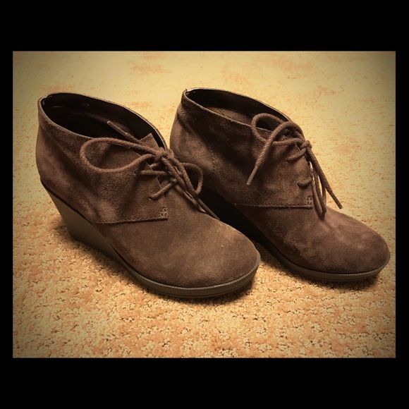 SOLD Cole Haan brown suede wedge bootie
