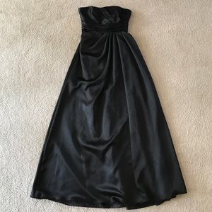 Black, floor length bridesmaids dress