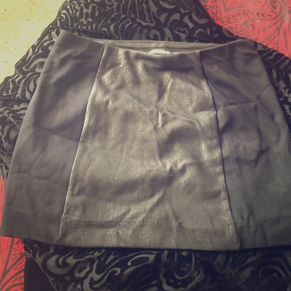Black mini skirt with faux leather