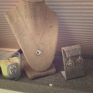 Banana Republic Silver & Gold necklace & earrings.