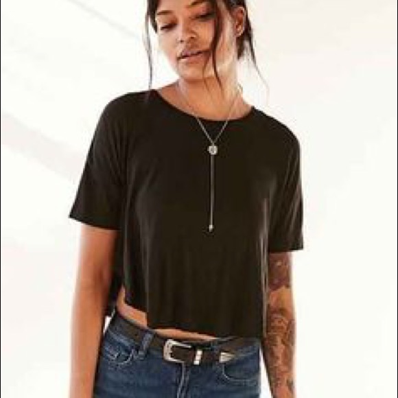 Truly Madly Deeply Black Cropped Raw Hem Tee