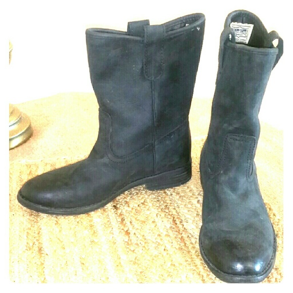 Black Leather Ralph Lauren moto boots