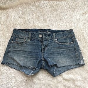 American Eagle Sparkle Denim Jean Shorts Size 00