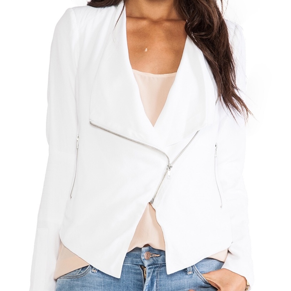 BB Dakota White Moto Blazer Jacket