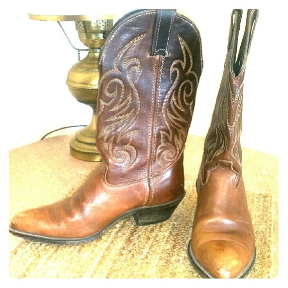 Brown leather Western style boots
