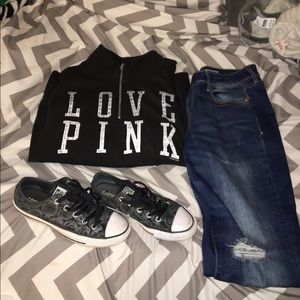 {victoria secret pink} black 1/4 zip