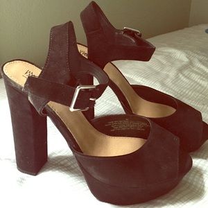 Suede platform heels