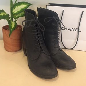 Dark distressed booties