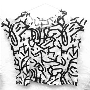 Zara muscle crop in black and white pattern