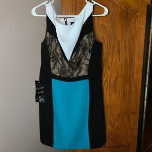 bebe Color Block Lace Panel Dress - Size M