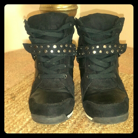 Suede black wedge sneaker by Aldo