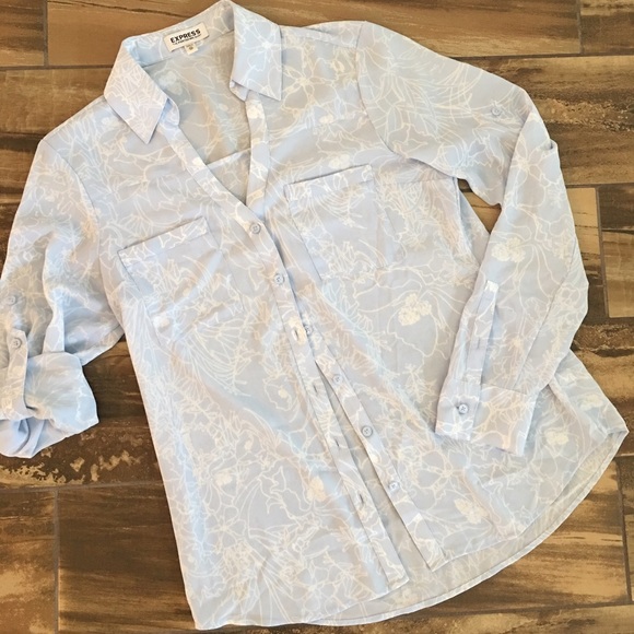 Express "The Portofino Shirt", Sz X-Small, Lt Blue