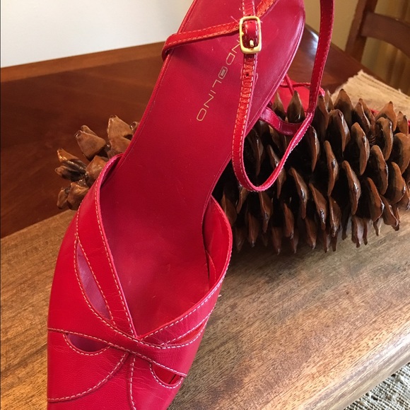 BANDOLINO sling back red leather pumps - Picture 3 of 4