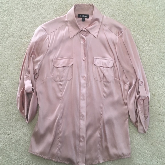 Bebe silk button down blouse size small