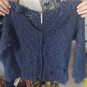 blue free people up the ladder sweater