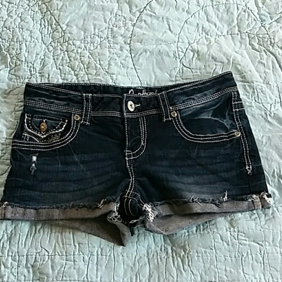 Amethyst dark wash jean shorts