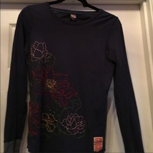 Embroidered Lucky Brand long-sleeved top