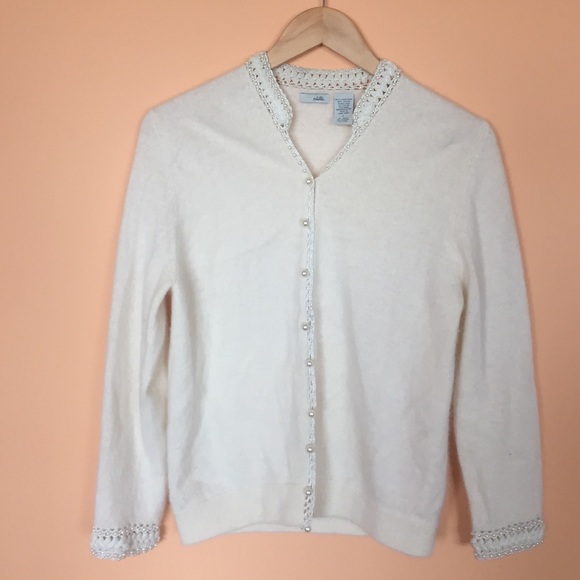 Odille beaded beige wool cardigan - Picture 1 of 2