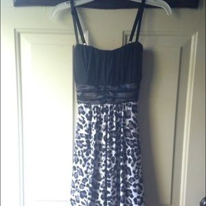 Black satin dress with leopard bottom | Sz Small