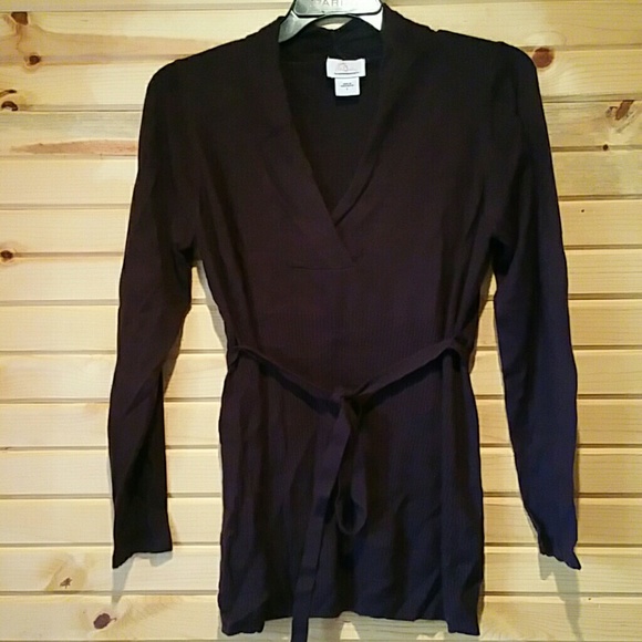 Motherhood Maternity Eggplant sweater tie waist
