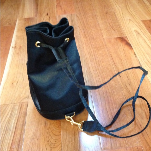 Black Silky Drawstring bag w Gold - Picture 2 of 4