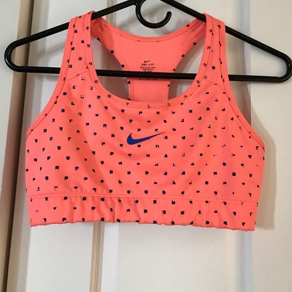 Nike coral and blue sports bra size medium