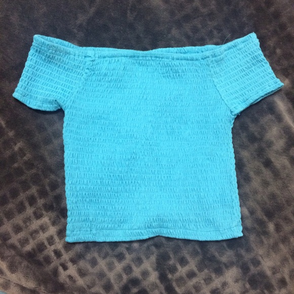 Turquoise Off the Shoulder Crop Top