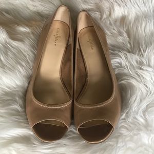 COLE HAAN NIKE AIR NUDE PEEP TOE WEDGES