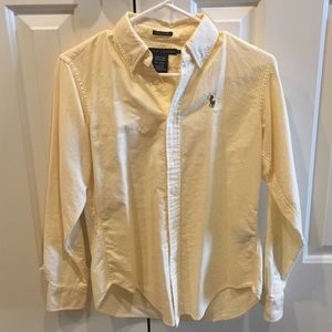Yellow and white verticals striped RL oxford