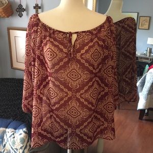 Burgundy peasant blouse