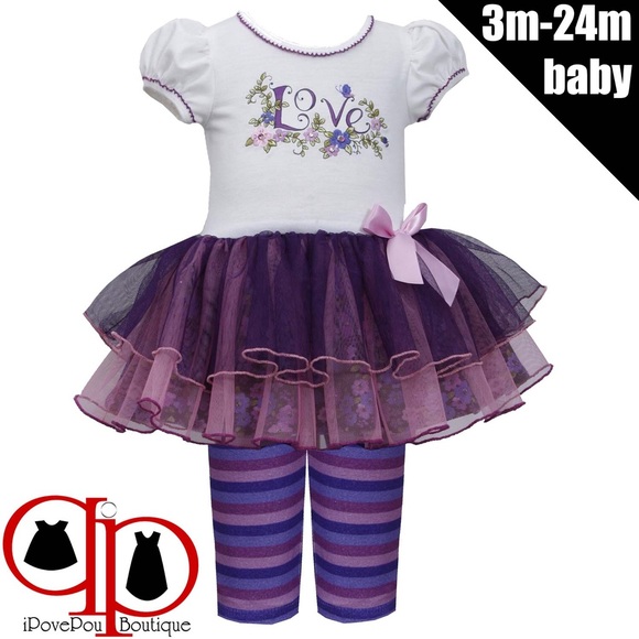 💝Baby Girl 3M-24M Love Print Dress/Legging Set
