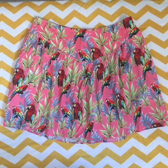 Forever 21 Skirt - Pink Tropical Parrots