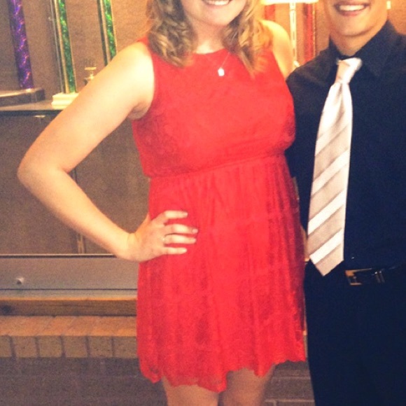 Red lace dress