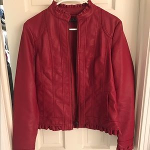 Size small red/burgundy leather short coat