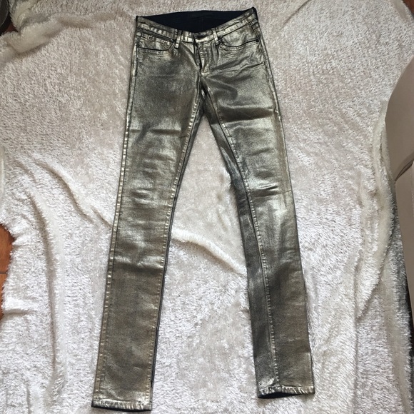 Juicy Couture Metallic GoldBlack StretchyJeans 24