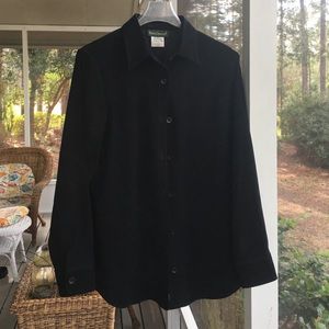 Black Suede Cloth Button Down Tunic