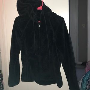 American Eagle fluffy black zip up