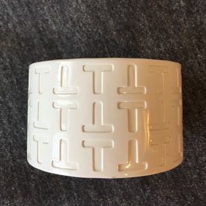 White gold leather Tory burch cuff bracelet