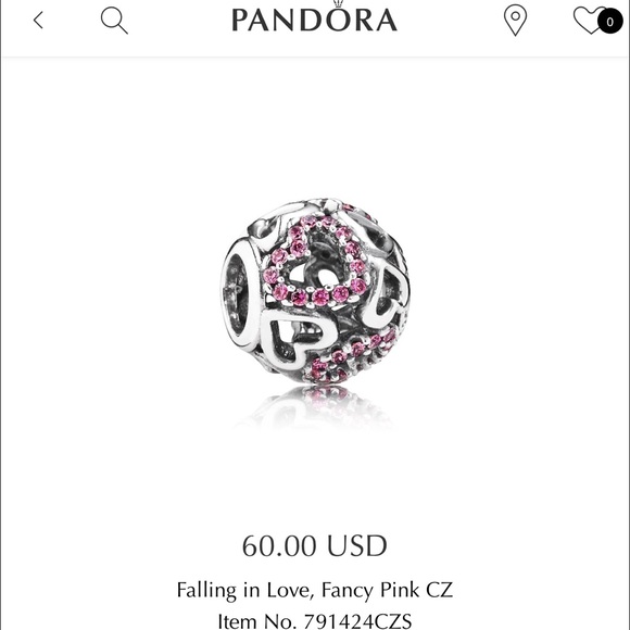 Pandora Charm - "Falling in Love, Fancy Pink CZ"