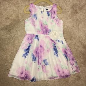 Girls Janie and Jack Floral Chiffon Pleated Dress