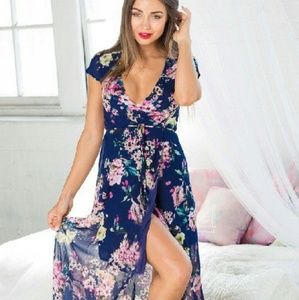 Wrap and cross maxi dress