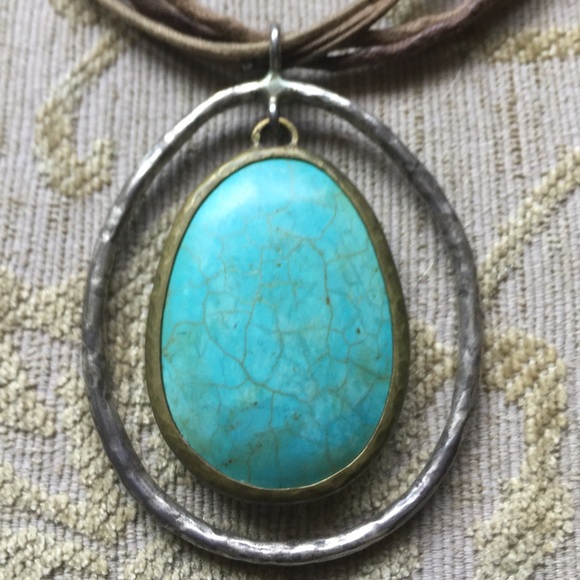 Silpada turquoise pendant leather necklace