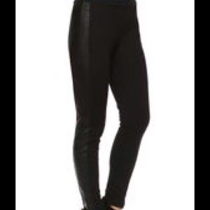 Ponte leggings with faux leather side inset
