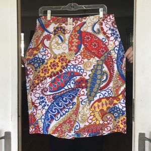 NWT Brightly colored Fleur-De-Lis pencil skirt.